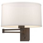 Hubbardton Forge Simple Swing Arm Sconce in Bronze, Flax Shade (SE)