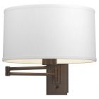 Hubbardton Forge Simple Swing Arm Sconce in Bronze, Natural Anna Shade (SF)