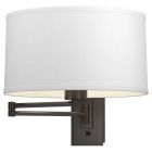 Hubbardton Forge Simple Swing Arm Sconce in Oil Rubbed Bronze, Natural Anna Shade (SF)
