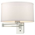 Hubbardton Forge Simple Swing Arm Sconce in Sterling, Flax Shade (SE)