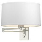 Hubbardton Forge Simple Swing Arm Sconce in Sterling, Natural Anna Shade (SF)