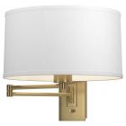 Hubbardton Forge Simple Swing Arm Sconce in Modern Brass, Natural Anna Shade (SF)