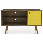 Manhattan Comfort Liberty 42.52" TV Stand with 2 Shelves and 1 Door in Rustic Brown and Yellow