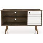 Manhattan Comfort Liberty 42.52" TV Stand with 2 Shelves and 1 Door in Rustic Brown and White
