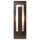 Hubbardton Forge Forged Vertical Bar Sconce - Steel Backplate in Bronze, Opal Glass (GG)