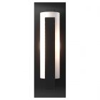 Hubbardton Forge Forged Vertical Bar Sconce - Steel Backplate in Black, Opal Glass (GG)