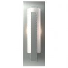 Hubbardton Forge Forged Vertical Bar Sconce - Steel Backplate in Vintage Platinum, Opal Glass (GG)