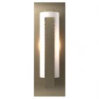 Hubbardton Forge Forged Vertical Bar Sconce - Steel Backplate in Soft Gold, Opal Glass (GG)