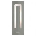 Hubbardton Forge Forged Vertical Bar Sconce - Steel Backplate in Sterling, Opal Glass (GG)