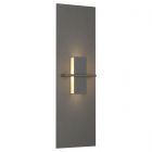 Hubbardton Forge Aperture Vertical Sconce in Natural Iron, White Art Glass (BB)