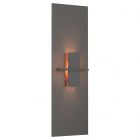 Hubbardton Forge Aperture Vertical Sconce in Natural Iron, Topaz Glass (ZB)