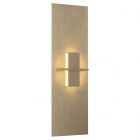 Hubbardton Forge Aperture Vertical Sconce in Soft Gold, White Art Glass (BB)