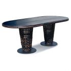 Skyline Design Dynasty Oval Dining Table With Black Glass