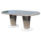 Skyline Design Dynasty Oval Dining Table With Grey Glass