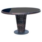 Skyline Design Dynasty Round Dining Table With Black Glass