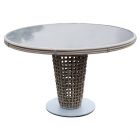 Skyline Design Dynasty Round Dining Table With Grey Glass