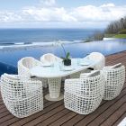 Skyline Design Dynasty Oval Dining Set - White Mushroom