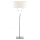 Hubbardton Forge Formae Contemporary Floor Lamp in Vintage Platinum, Flax Shade (SE)