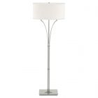 Hubbardton Forge Formae Contemporary Floor Lamp in Sterling, Natural Anna Shade (SF)
