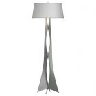 Hubbardton Forge Moreau Floor Lamp in Vintage Platinum, Natural Anna Shade (SF)