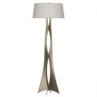 Hubbardton Forge Moreau Floor Lamp in Soft Gold, Flax Shade (SE)