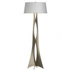 Hubbardton Forge Moreau Floor Lamp in Soft Gold, Natural Anna Shade (SF)
