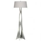 Hubbardton Forge Moreau Floor Lamp in Sterling, Flax Shade (SE)