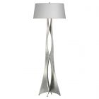 Hubbardton Forge Moreau Floor Lamp in Sterling, Natural Anna Shade (SF)