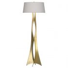 Hubbardton Forge Moreau Floor Lamp in Modern Brass, Flax Shade (SE)