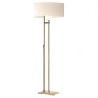 Hubbardton Forge Rook Floor Lamp in Soft Gold, Flax Shade (SE)