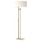 Hubbardton Forge Rook Floor Lamp in Soft Gold, Natural Anna Shade (SF)