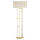 Hubbardton Forge Cavaletti Floor Lamp in Modern Brass, Flax Shade (SE)