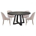 Uttermost Gidran Round Black Dining Set with Brie Armless Chair in Champagne
