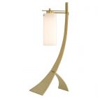 Hubbardton Forge Stasis Table Lamp in Modern Brass, Opal Glass (GG)