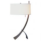Hubbardton Forge Stasis Table Lamp in Bronze, Natural Anna Shade (SF)