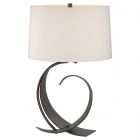 Hubbardton Forge Fullered Impressions Table Lamp in Oil Rubbed Bronze, Flax Shade (SE)