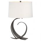 Hubbardton Forge Fullered Impressions Table Lamp in Oil Rubbed Bronze, Natural Anna Shade (SF)