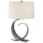 Hubbardton Forge Fullered Impressions Table Lamp in Natural Iron, Flax Shade (SE)