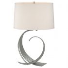 Hubbardton Forge Fullered Impressions Table Lamp in Vintage Platinum, Flax Shade (SE)