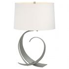 Hubbardton Forge Fullered Impressions Table Lamp in Vintage Platinum, Natural Anna Shade (SF)