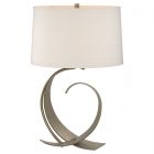 Hubbardton Forge Fullered Impressions Table Lamp in Soft Gold, Flax Shade (SE)