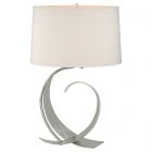 Hubbardton Forge Fullered Impressions Table Lamp in Sterling, Flax Shade (SE)
