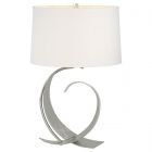 Hubbardton Forge Fullered Impressions Table Lamp in Sterling, Natural Anna Shade (SF)