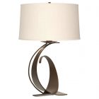 Hubbardton Forge Fullered Impressions Large Table Lamp in Bronze, Flax Shade (SE)