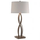 Hubbardton Forge Almost Infinity Tall Table Lamp in Bronze, Flax Shade (SE)