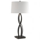 Hubbardton Forge Almost Infinity Tall Table Lamp in Black, Natural Anna Shade (SF)