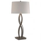 Hubbardton Forge Almost Infinity Tall Table Lamp in Natural Iron, Flax Shade (SE)