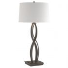 Hubbardton Forge Almost Infinity Tall Table Lamp in Natural Iron, Natural Anna Shade (SF)