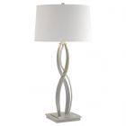 Hubbardton Forge Almost Infinity Tall Table Lamp in Vintage Platinum, Natural Anna Shade (SF)