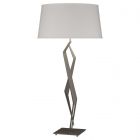 Hubbardton Forge Facet Table Lamp in Dark Smoke, Flax Shade (SE)